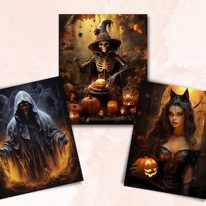 Printable Halloween Horror Chracters Digital Paper, Halloween Scenes, Creepy Scary Pages, Download Junk Journal, Scrapbooking, Card Making