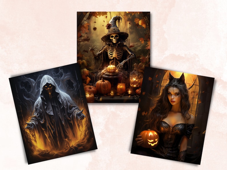 Printable Halloween Horror Chracters Digital Paper, Halloween Scenes, Creepy Scary Pages, Download Junk Journal, Scrapbooking, Card Making