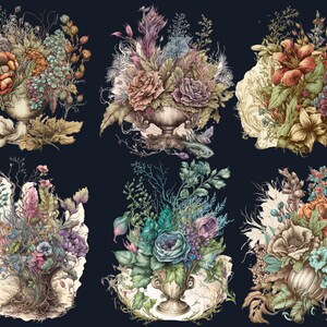 21 PNG Watercolour Vintage Floral Clipart, Vintage Flowers png bundle, Vintage Botanical Illustrations, Vintage Floral png Clip Art pack