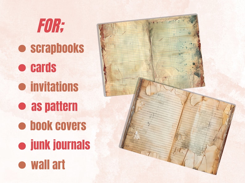 Vintage Blank Lined Junk Journal Paper Pack, Double Pages Ephemera Kit ...