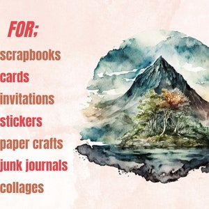20 PNG Watercolor Fantasy Mountains Clipart, Magical Mountains Clip art, mountains landscape png, Landscape clipart, Mountains Scenes png