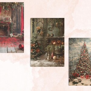 Printable Christmas Digital Paper, Christmas Holiday Background, Winter Landscape Backdrop, Download Junk Journal, Scrapbooking, Card Making