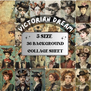 Whimsy Victorian Collage Paper, Surreal Quirky Mixed Media Sheet, Whimsical Ephemera Images, Quirky Junk Journal, Victorian Scrapbook Paper