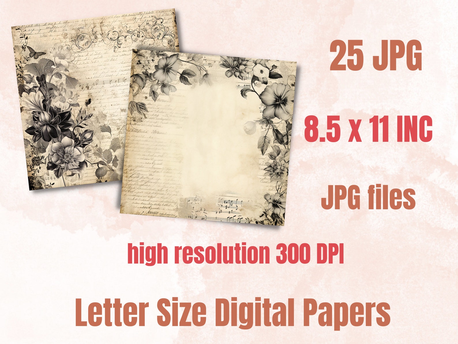 Black and White Shabby Chic Junk Journal Kit, Vintage Shabby Ephemera ...