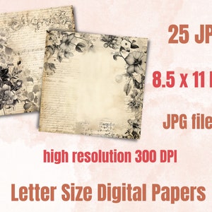 Black and White Shabby Chic Junk Journal Kit, Vintage Shabby Ephemera ...