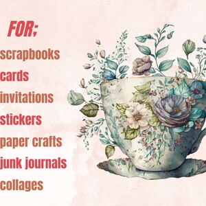 22 PNG Watercolor Coffee Time Clipart, Coffee Clip Art, Coffee Shop Clipart Bundle, Vintage coffee pots, Floral Coffee mugs and cups png set