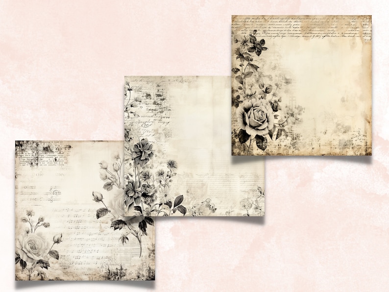 Black and White Shabby Chic Junk Journal Kit, Vintage Shabby Ephemera ...