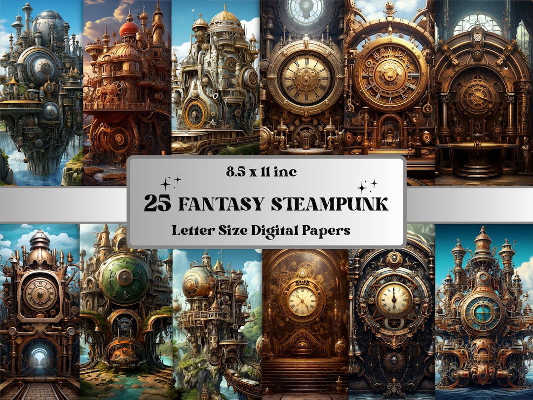 Printable Steampunk Digital Paper, Steampunk Art Background, Fantasy ...