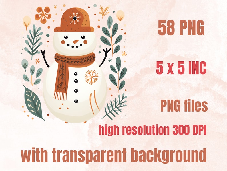58 PNG Watercolour Scandinavian Winter Clipart, Snowy Winter Folk Art Illustrations Clip art, Winter Holiday png, Nordic Christmas Ornaments