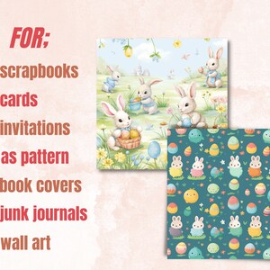 Printable Cute Easter Digital Paper, Nursery Bunny Ephemera Collage ...