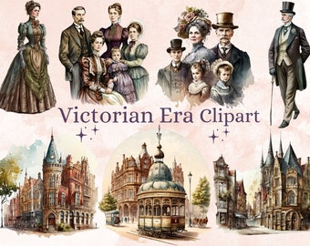 40 PNG Watercolour Victorian Era Clipart, Victorian Era png bundle, Victorian era clip art png, vintage antique objects, Nostalgie Clip art