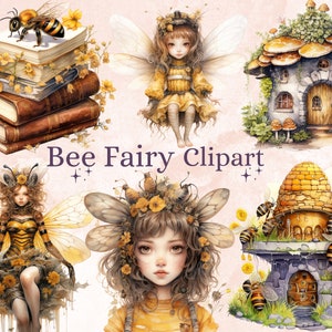 37 PNG Aquarel Honey Bee Fairy Clipart, Forest Fairy Garden Clip art, Fairies png, Fantasy Art, Fairytale Art, Nature Fairy Sublimation