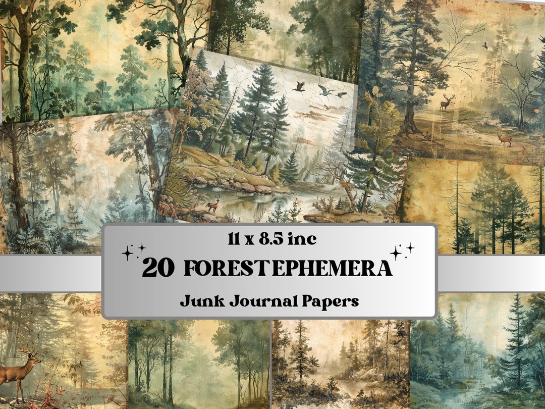 Vintage Forest Texture Junk Journal Paper, Forest Ephemera Kit ...