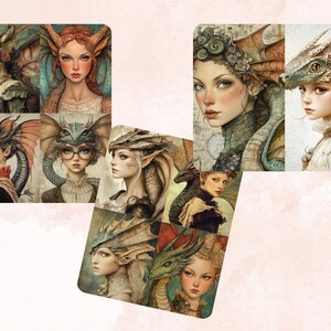 Dragon Tales Collage Paper, Surreal Quirky Dragon Mixed Media Sheet ...