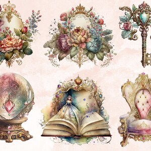 28 PNG Watercolor Vintage Princess Clipart, Princess Clip Art Watercolour Bundle, Princess Clipart PNG, Retro Princess PNG Image, Edwardian