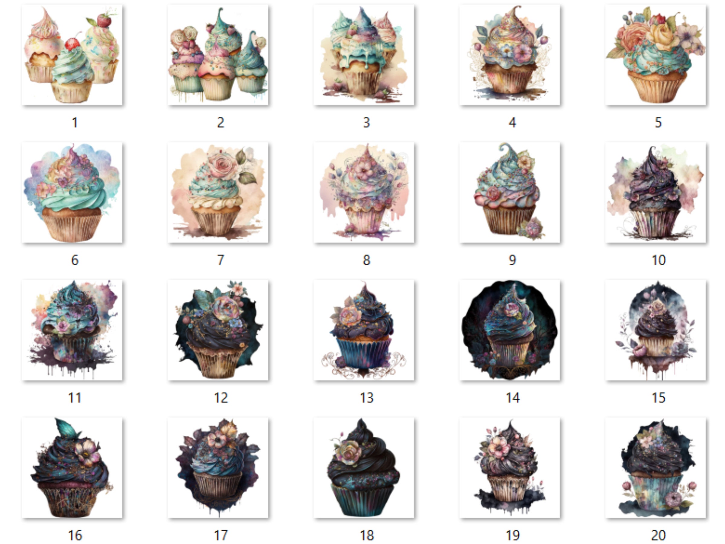 20 PNG Watercolor Magical Cupcakes Clipart, Gothic Cupcake Clip Art ...