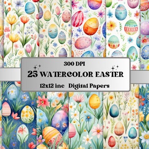Druckbares Aquarell Ostern Digital Papier, Frühling Ephemera Collage, Osterei Seiten, Osterblumen Junk Journal, Scrapbooking, Kartenherstellung