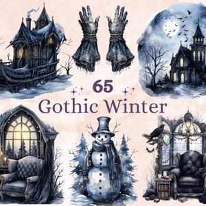 65 PNG acuarela gótica invierno clipart, espeluznantes ilustraciones de invierno clip art, oscuro invierno maravillas png, espeluznante sublimación del bosque nevado