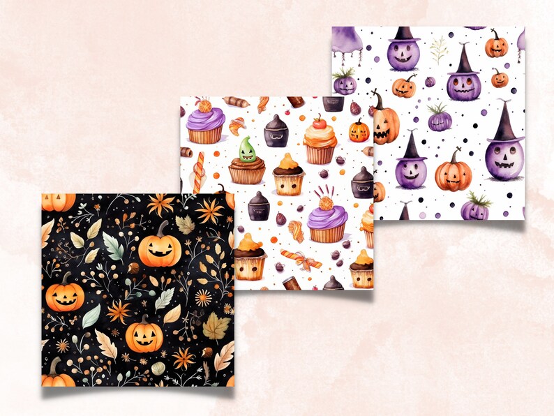 Seamless Watercolor Halloween Digital Paper Pack, Spooky Witchcraft ...