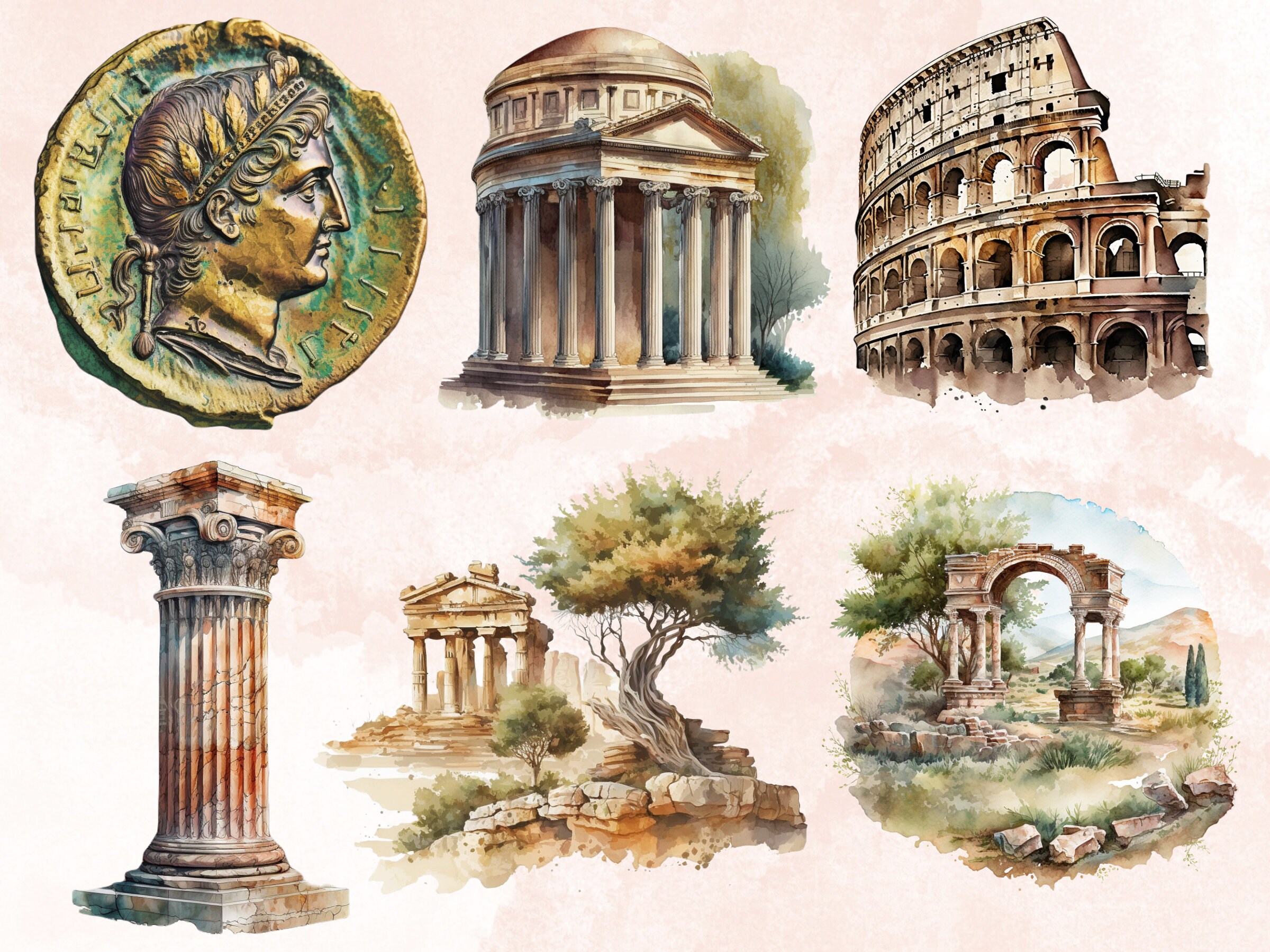 35 PNG Watercolor Fantasy Ancient Rome Clipart, Ancient Rome Mythology ...