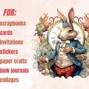 36 PNG Watercolor Fairytale Rabbit Clipart Bundle, Fairy tale Animal Clip Art, Vintage Fairy tale Bunny PNG, Fantasy Bunnies PNG Clip art