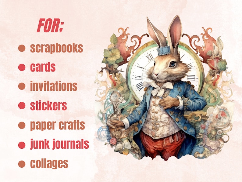 36 PNG Watercolor Fairytale Rabbit Clipart Bundle, Fairy tale Animal Clip Art, Vintage Fairy tale Bunny PNG, Fantasy Bunnies PNG Clip art