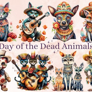 65 PNG 水彩画 死者の日 動物 クリップアート、死者の日 イラスト クリップアート、メキシコのハロウィーン png、シュガー スカル 昇華