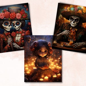 Printable Dia De Los Muertos Digital Paper, Day of the Dead Background ...