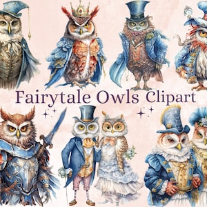 32 PNG Aquarell Märchen Eule Clipart Bundle, Märchen Tier Clip Art, Vintage Märchen Eule PNG, Fantasy Eule ClipArt, Hexerei png