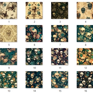 Vintage Floral Skull Digital Paper, Skull flowers digital paper pack, skeletons and vintage flowers for journal and scrapbooking pages pack