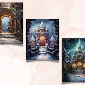 Utskrivbart digitalt papper med förtrollad jul, julbakgrund, vinterlandskapsbakgrund, ladda ner skräpjournal, scrapbooking bild 5