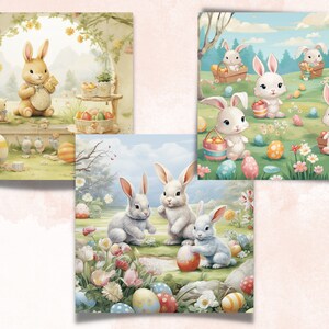 Printable Cute Easter Digital Paper, Nursery Bunny Ephemera Collage ...