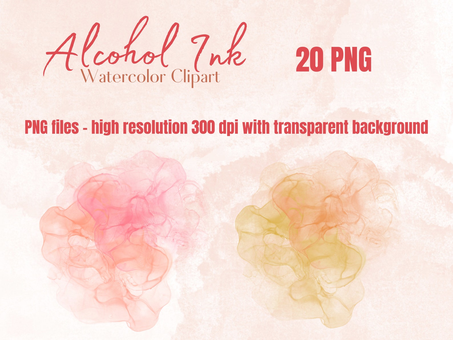 20 PNG Alcohol Ink Clipart, Watercolor Splashes Background, Pastel ...