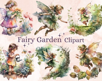 26 PNG Watercolour Fairy Garden Clipart, Enchanted Forest Fairy PNG Bundle, fairy tale graphics, Floral Little Fairies Fairyland Clip art