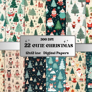 Druckbare süße Weihnachten digitales Papier, Kawaii Weihnachten Ephemera, Fantasy Noel Xmas Seiten, Download Junk Journal, Scrapbooking, Kartenherstellung