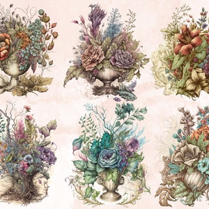 21 PNG Watercolour Vintage Floral Clipart, Vintage Flowers png bundle, Vintage Botanical Illustrations, Vintage Floral png Clip Art pack