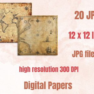 Nautical Old Maps Textures Digital Paper, Antique Map Junk Journal Pages, Old Pirat Map Textures, Nautical Grungy Ephemera Scrapbook