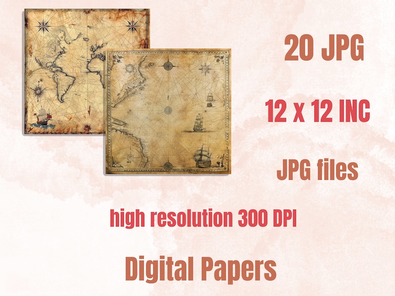 Nautical Old Maps Textures Digital Paper, Antique Map Junk Journal Pages, Old Pirat Map Textures, Nautical Grungy Ephemera Scrapbook