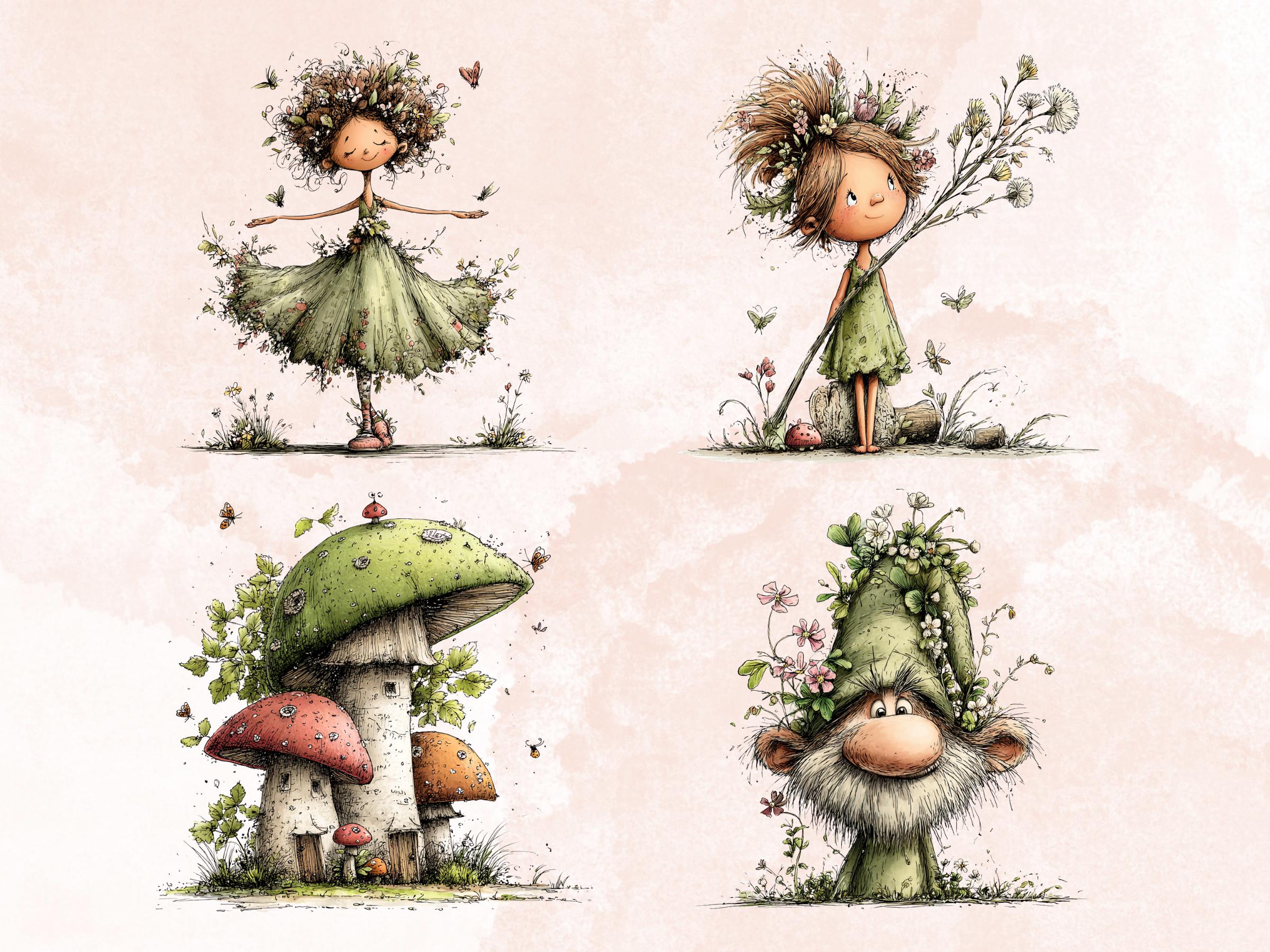 Spring Forest Clipart Bundle, Whimsical Quirky Woodland PNG ...