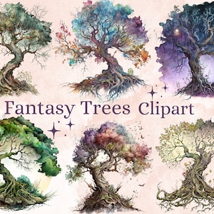 21 PNG Acquerello Albero Clipart, Fantasy Albero Clip Art, Bellissimi alberi png, Arte del paesaggio, Foresta clipart PNG, Albero Clipart, acquerello quercia