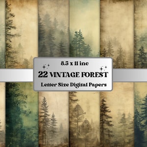 Druckbare Vintage Wald digitale Papier, verzauberte Wald Baum Ephemera, Wald Seiten, Download Junk Journal, Scrapbooking, Kartenherstellung