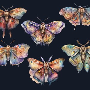 18 PNG Watercolour Magical Moths Clipart, Moths Fantasy style, Mystical Butterflies clipart, Fantasy Butterfly png bundle, Mystical Pagan png
