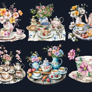 45 PNG Watercolor Spring Tea Time Clipart, Floral Spring Tea Party ...
