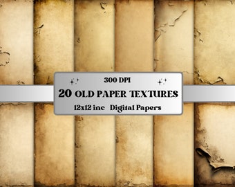 Old Paper Textures Digital Paper, digital paper pack with vintage paper backgrounds , grunge ripped edges printable journal scrapbook paper