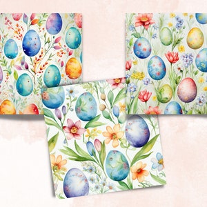Printable Watercolor Easter Digital Paper, Spring Ephemera Collage ...
