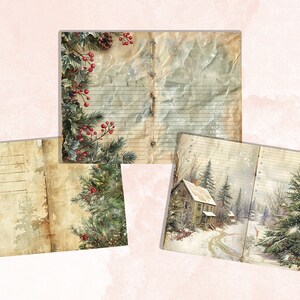 Christmas Blank and Lined Junk Journal Paper, Double Pages Ephemera Kit ...