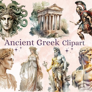35 PNG Aquarell Fantasy antiken griechischen Clipart, antike griechische Mythologie png Clip Art Bundle, Götter, Göttinnen, hellenistisch, Geschichte Clipart