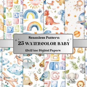 Papier Aquarelle Sans Couture À Motifs Pour Bébé, Papier Éphémère Pour Chambre De Bébé Pastel, Pages Sans Couture Pour Fête Prénatale, Arrière-plan Nouveau-né, Motifs Ours En Peluche