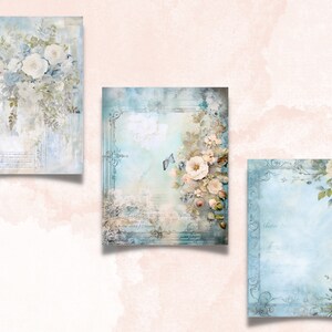 Blue Shabby Chic Junk Journal Paper Pack, Vintage Shabby Chic Ephemera ...