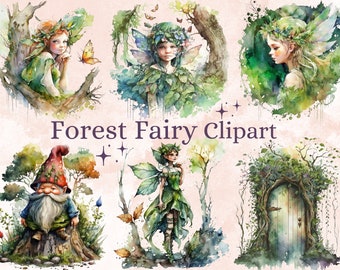 28 PNG Watercolour Forest Fairy Clipart, Fairy Garden Clip art, Fairies png, Fantasy Art, Fairy Tale Art, Green Fairy Sublimation Files